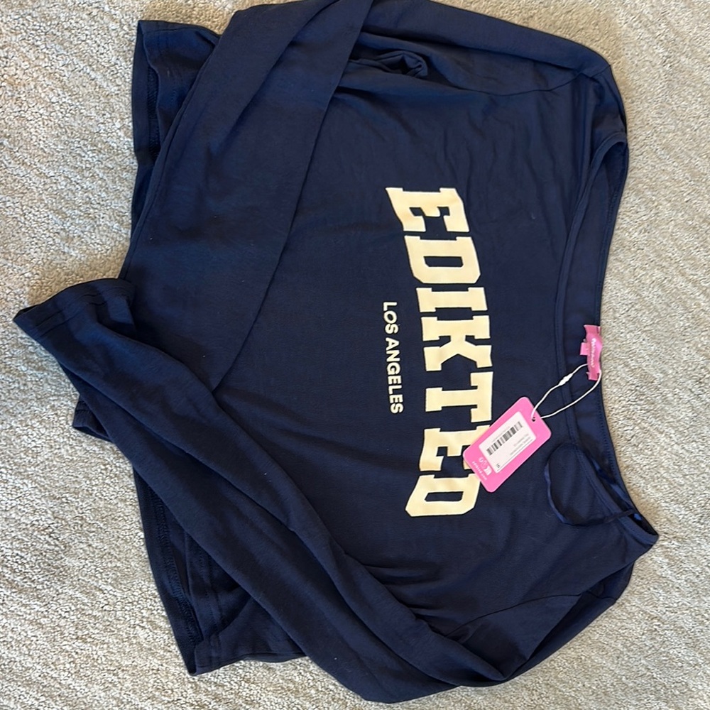 Edikted Navy Long Sleeve Tee